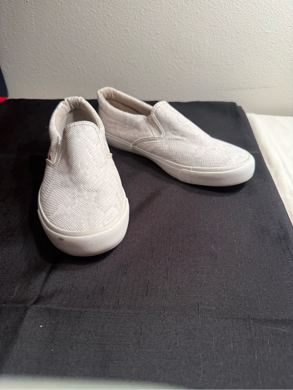 Lamo Cream Slip-On Textured Canvas Flats